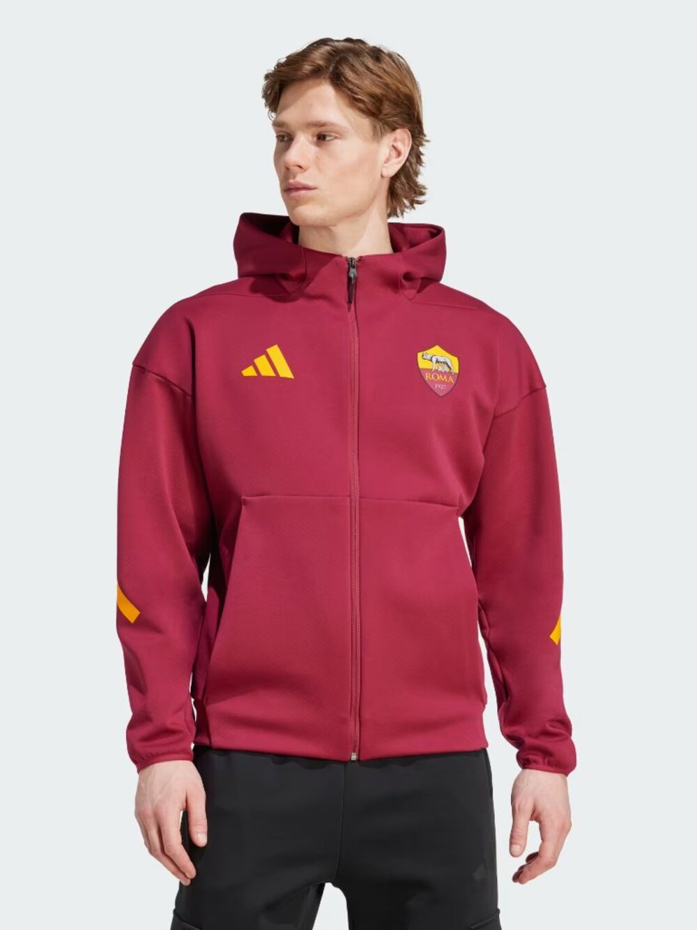 Adidas Men’s AS Roma Z.N.E. Anthem Jacket Burgundy JM2135, Size Small (New)